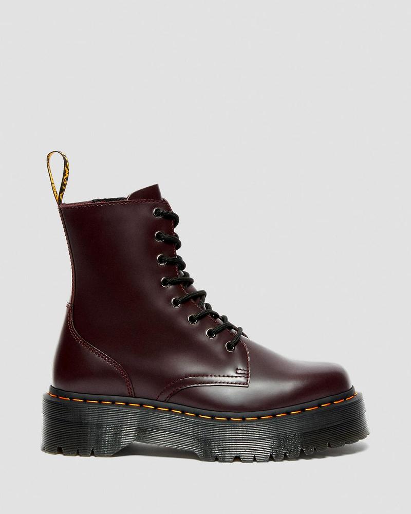 Women's Dr Martens Jadon Smooth Leather Platform Boots Burgundy | AU 246QMA